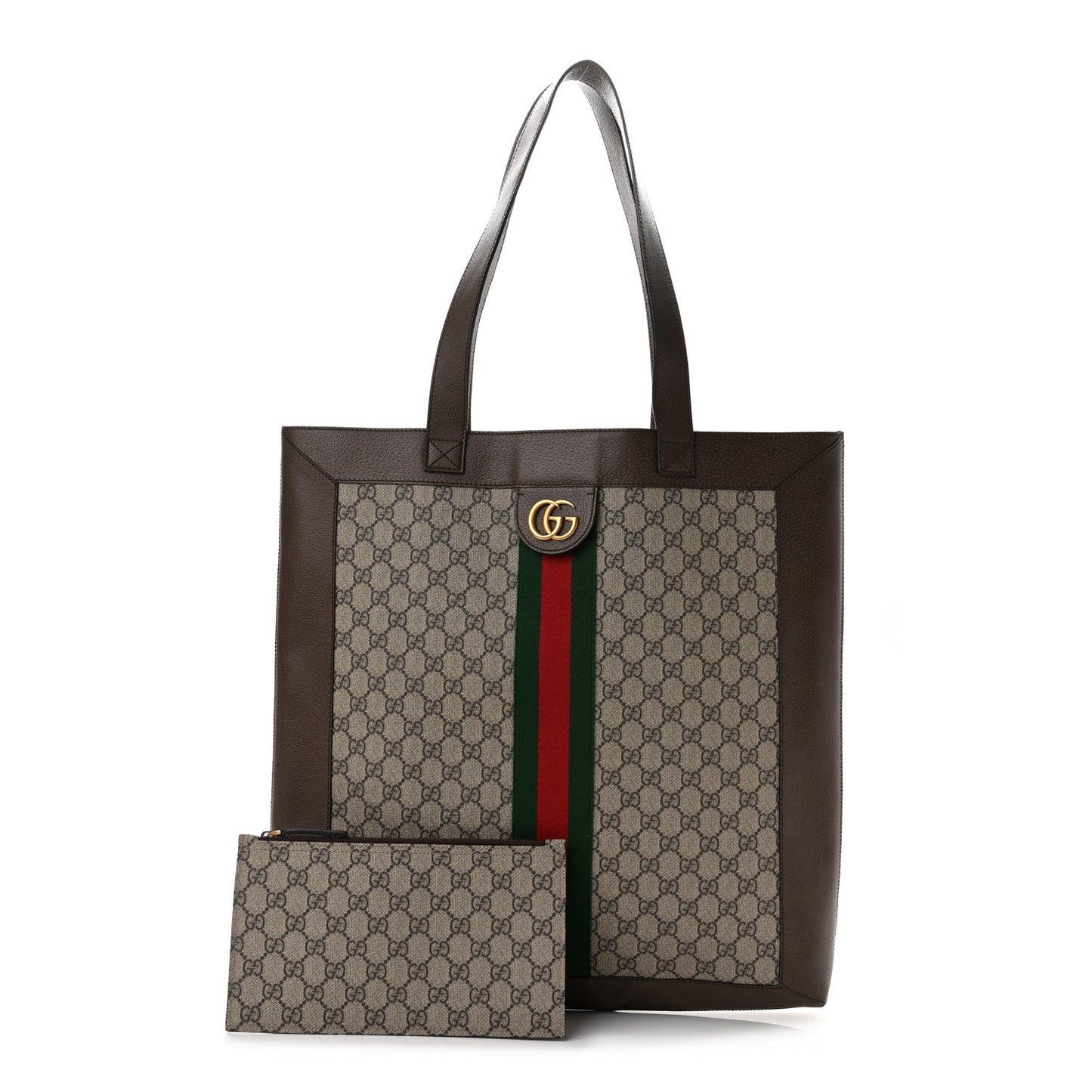 GG Supreme Monogram Web Large Ophidia Vertical Shopping Tote Brown