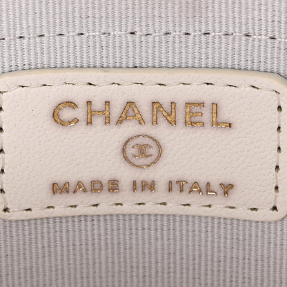 Chanel Lambskin Quilted Round Mini Vanity Case With Chain White 6 of 11