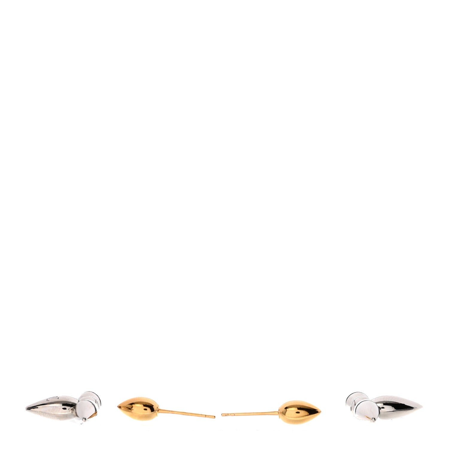 Louis Vuitton Metal Louisette Earrings Silver Gold 3 of 4