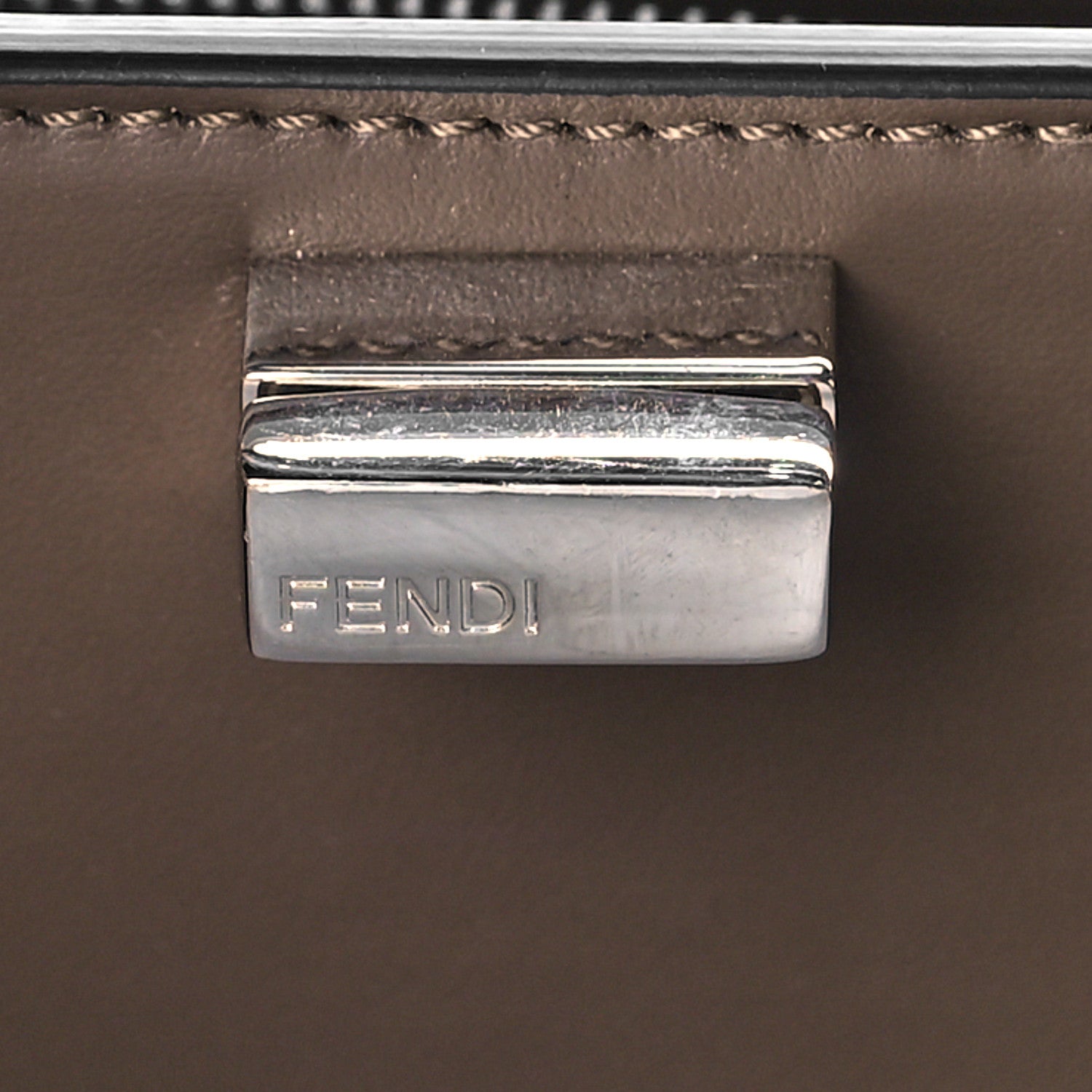 Fendi Cuoio Romano Vitello Cover Glazed Fabric Bi-Color FF 1974 Mini Peekaboo I SEE U Satchel Black Mimosa Tobacco Moro 8 of 10