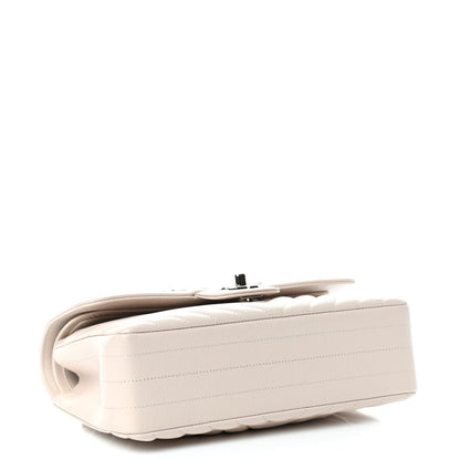 Chanel Caviar Chevron Quilted Small Double Flap Beige 4 of 11