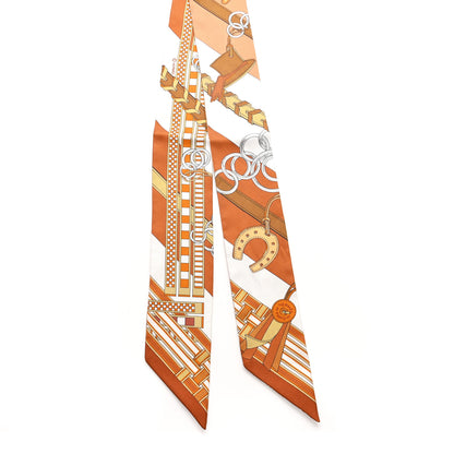 Hermes Silk Brides et Gris Twilly Caramel White Bronze 2 of 4