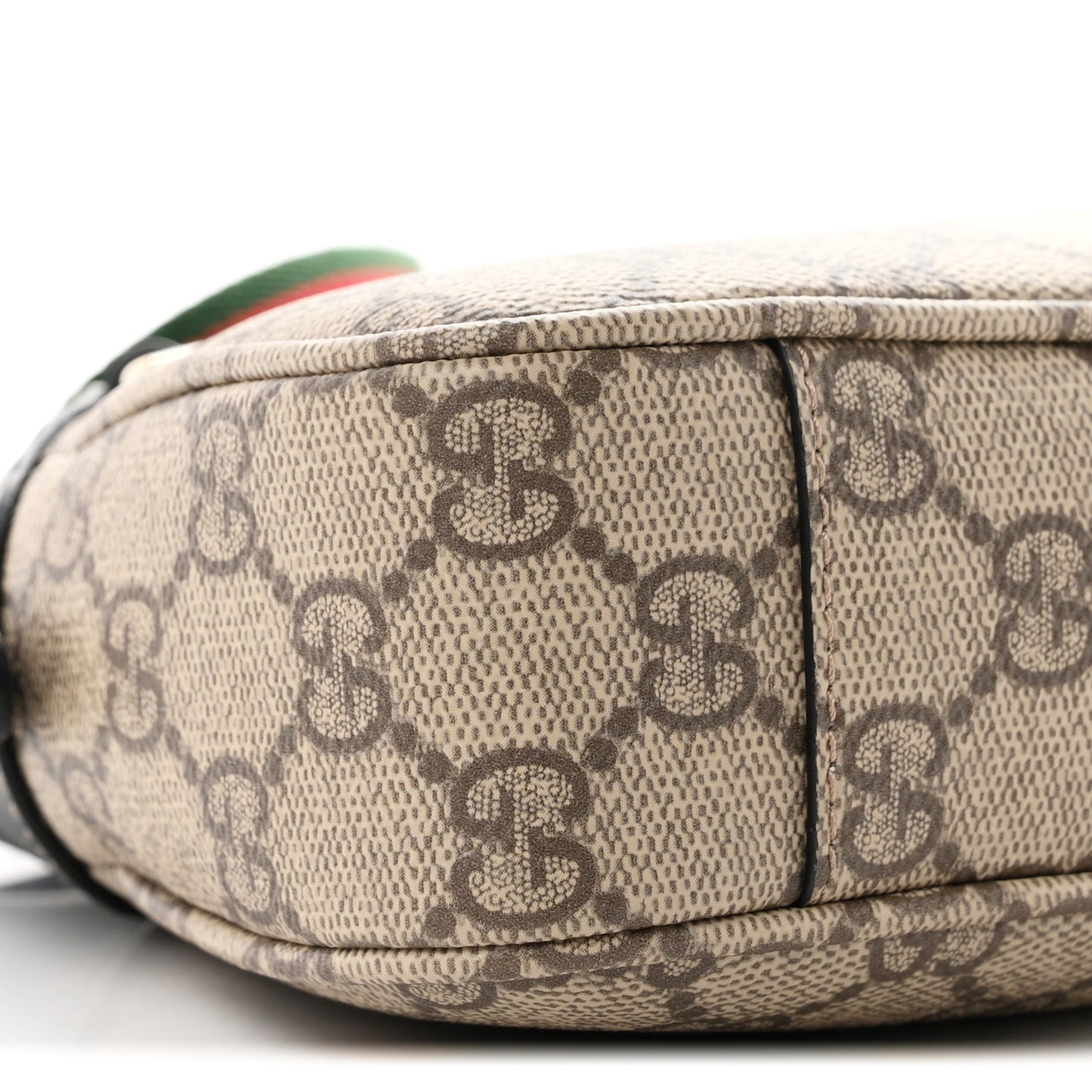 GG Supreme Monogram Textured Calfskin Small Emblem Shoulder Bag Beige Black