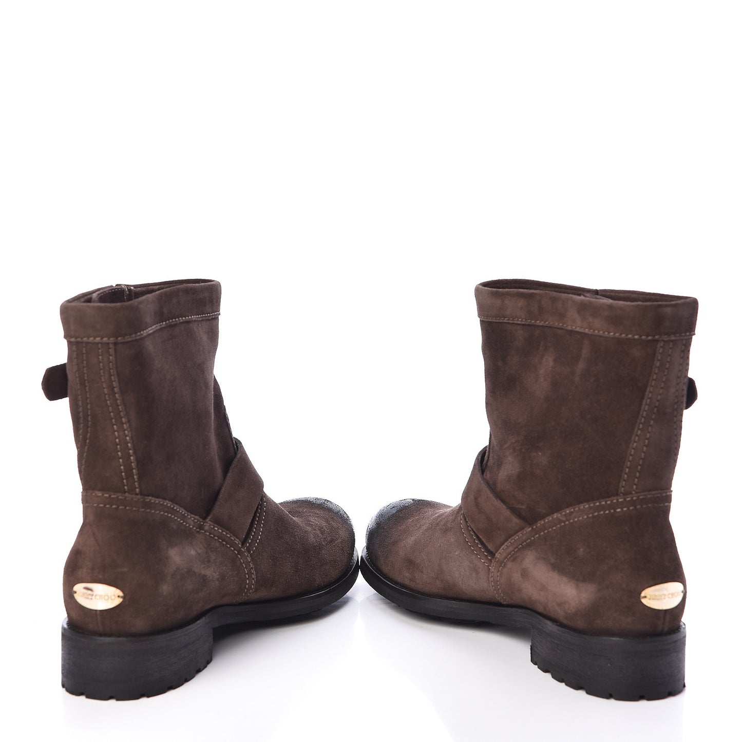 Distressed Waxed Suede Youth Biker Boots 37 Brown