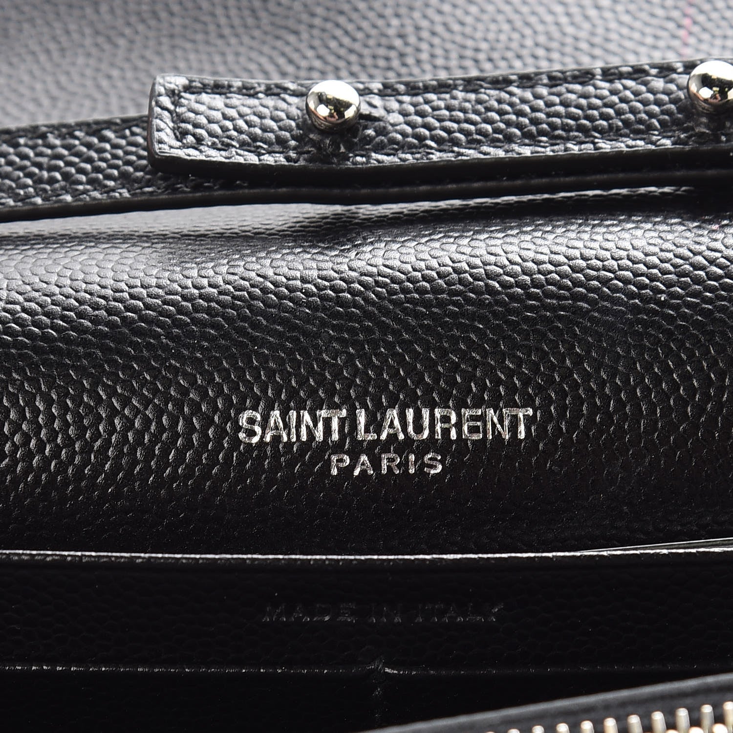 Saint Laurent Grain De Poudre Matelasse Chevron Monogram Chain Wallet Black 6 of 10
