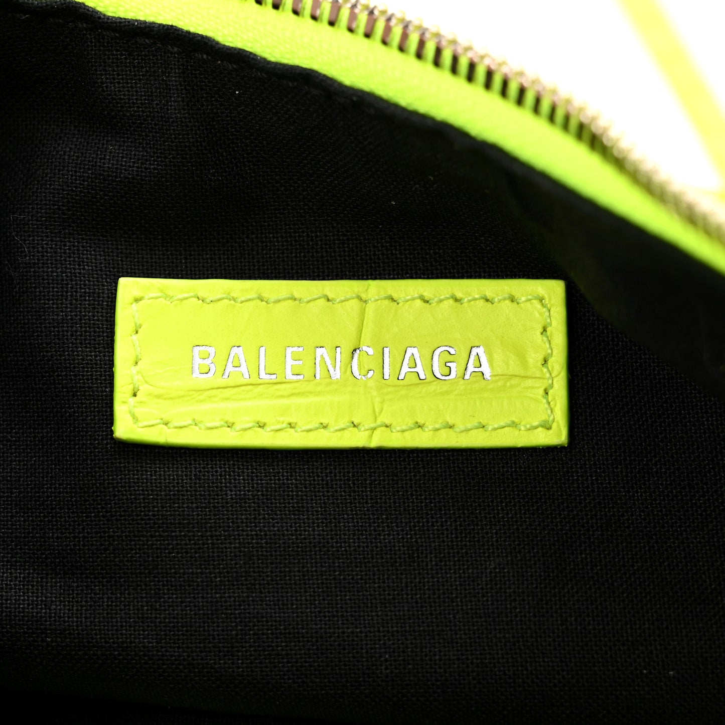 Extra Supple Calfskin Crocodile Embossed Le Cagole Shoulder Bag XS Fluo Yellow