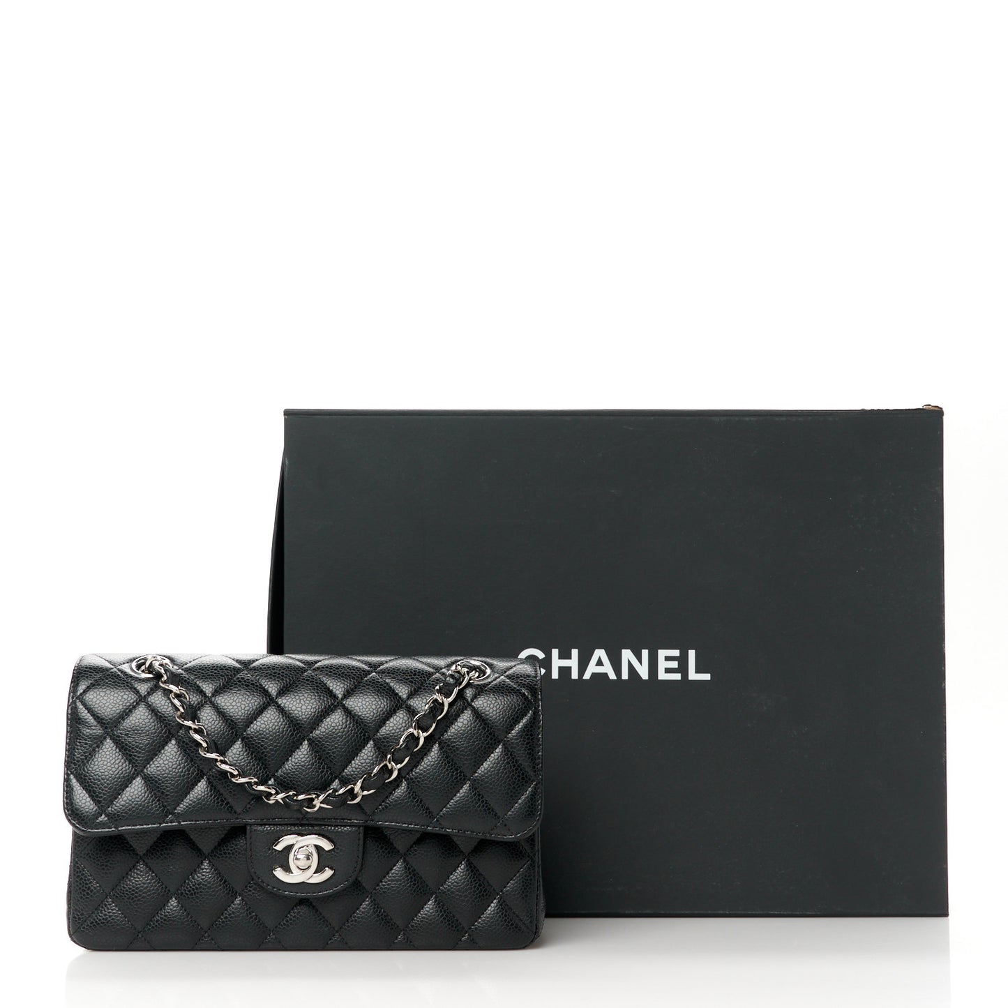 Caviar Quilted Small Double Flap Black