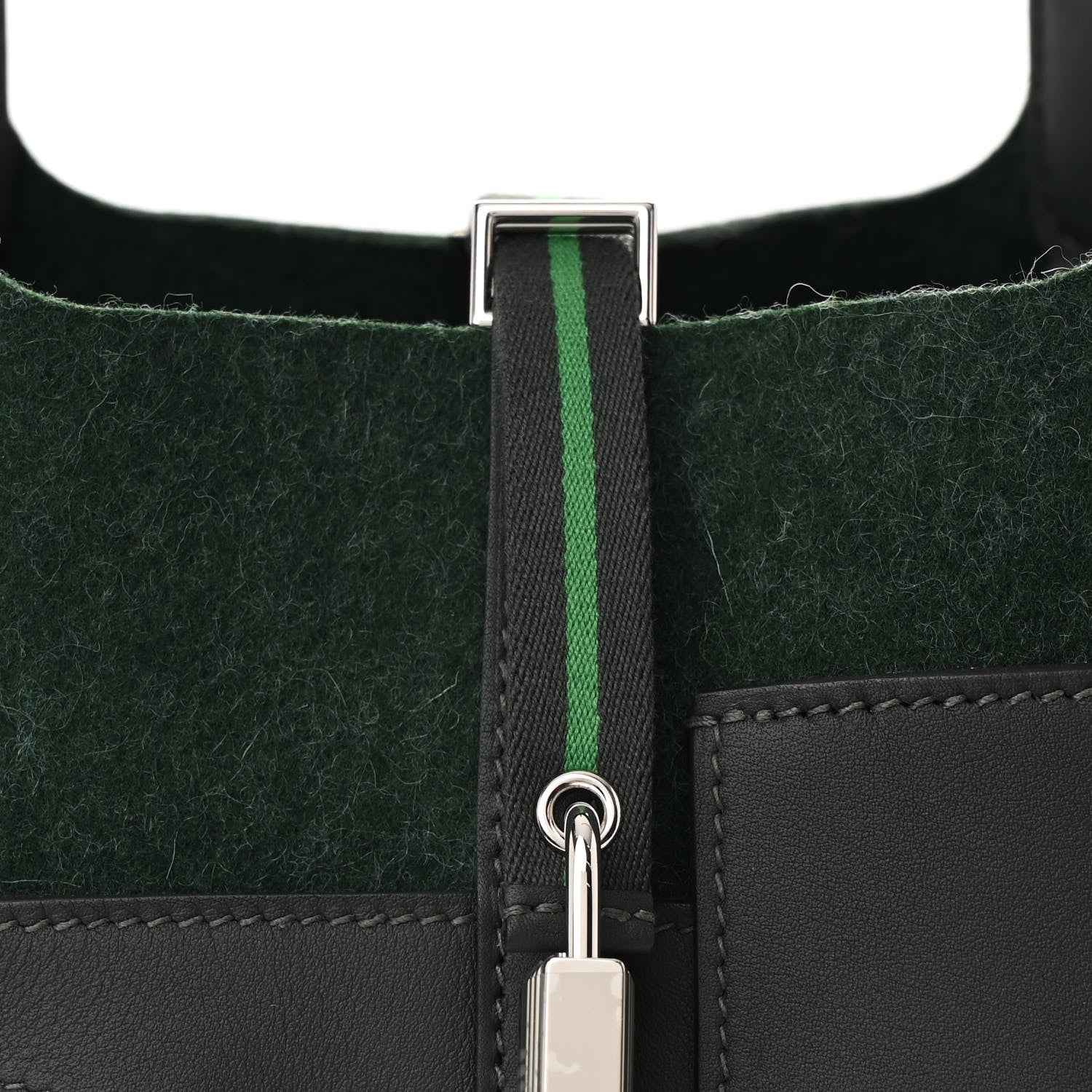 Hermes Wool Felt Swift Go Team Picotin Lock 18  Vert Fonce Vert Anglais Vert Cactus New White 8 of 11