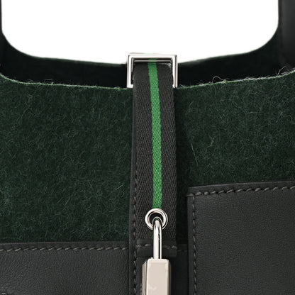 Hermes Wool Felt Swift Go Team Picotin Lock 18  Vert Fonce Vert Anglais Vert Cactus New White 8 of 11