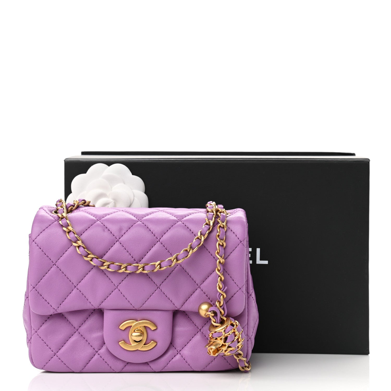 Chanel Lambskin Quilted Mini Pearl Crush Flap Purple 11 of 11