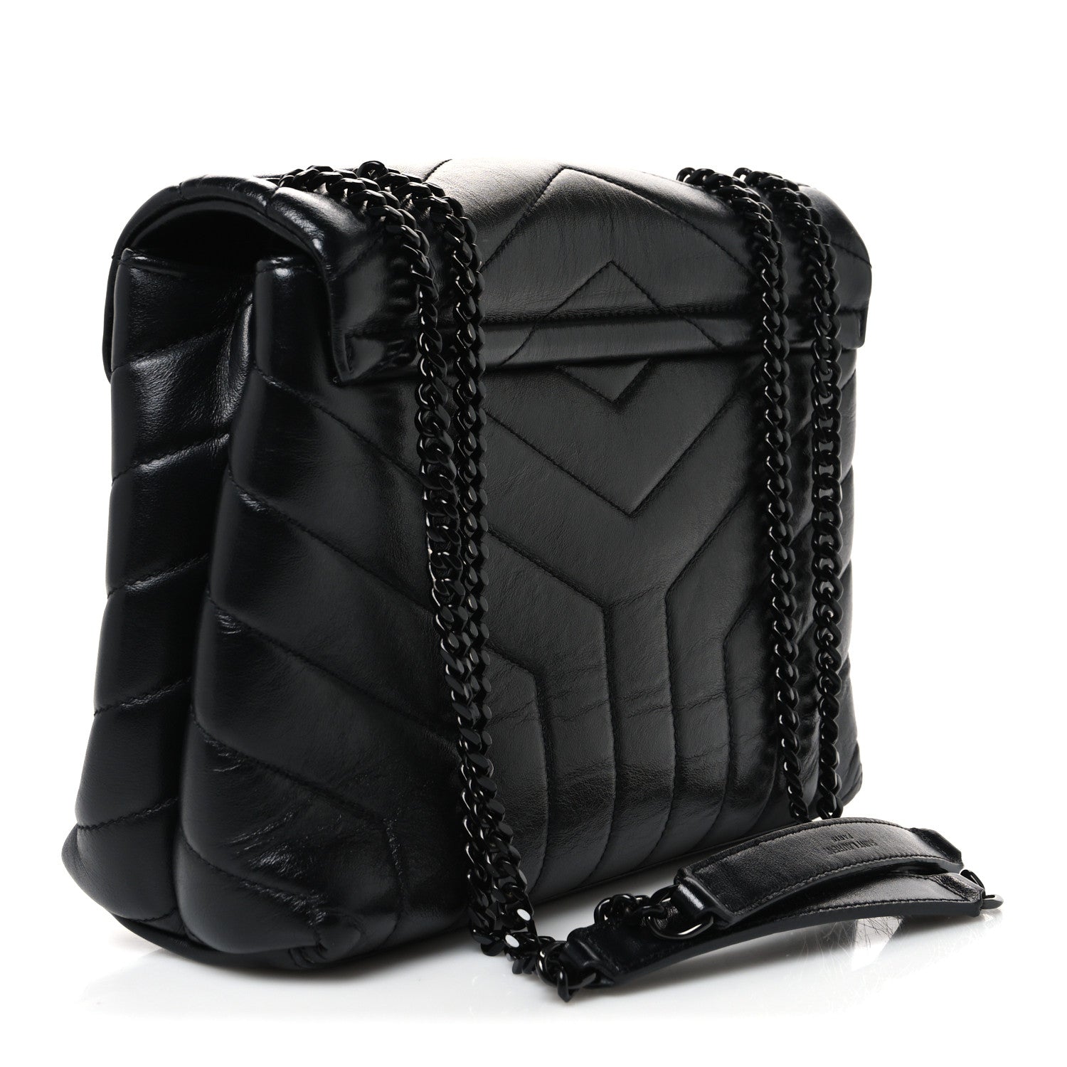 Saint Laurent Calfskin Y Quilted Monogram Monochrome Small Loulou Chain Satchel Black 3 of 10