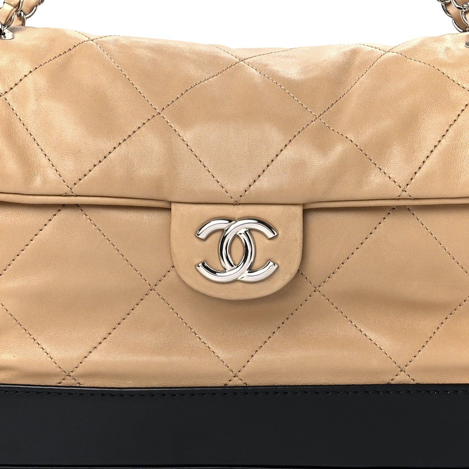 Chanel Calfskin Quilted VIP Flap Beige Black 8 of 11