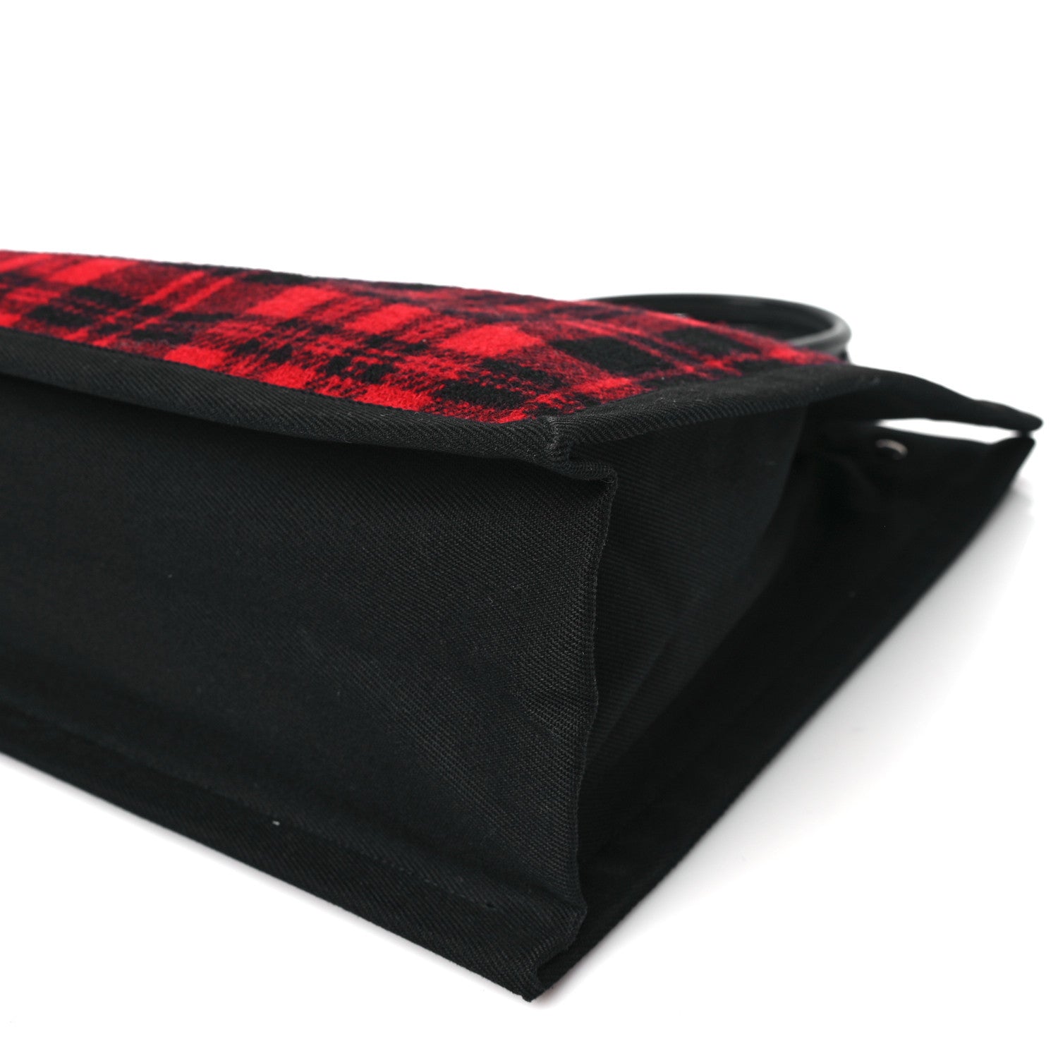Saint Laurent Wool Tartan Rive Gauche Noe Tote Red Black 10 of 10