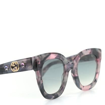Gucci Acetate Round Frame Star Sunglasses GG0208S Grey Pink 7 of 7
