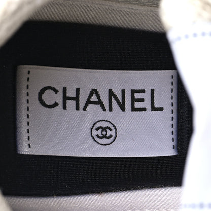 Chanel Fabric Laminated Calfskin Stretch CC Sneakers 38 White Gold Silver 6 of 7