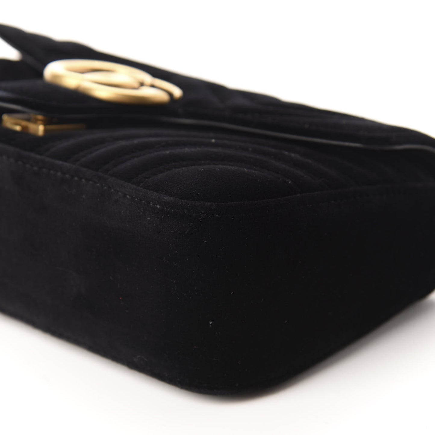 Velvet Matelasse Small GG Marmont Shoulder Bag Black