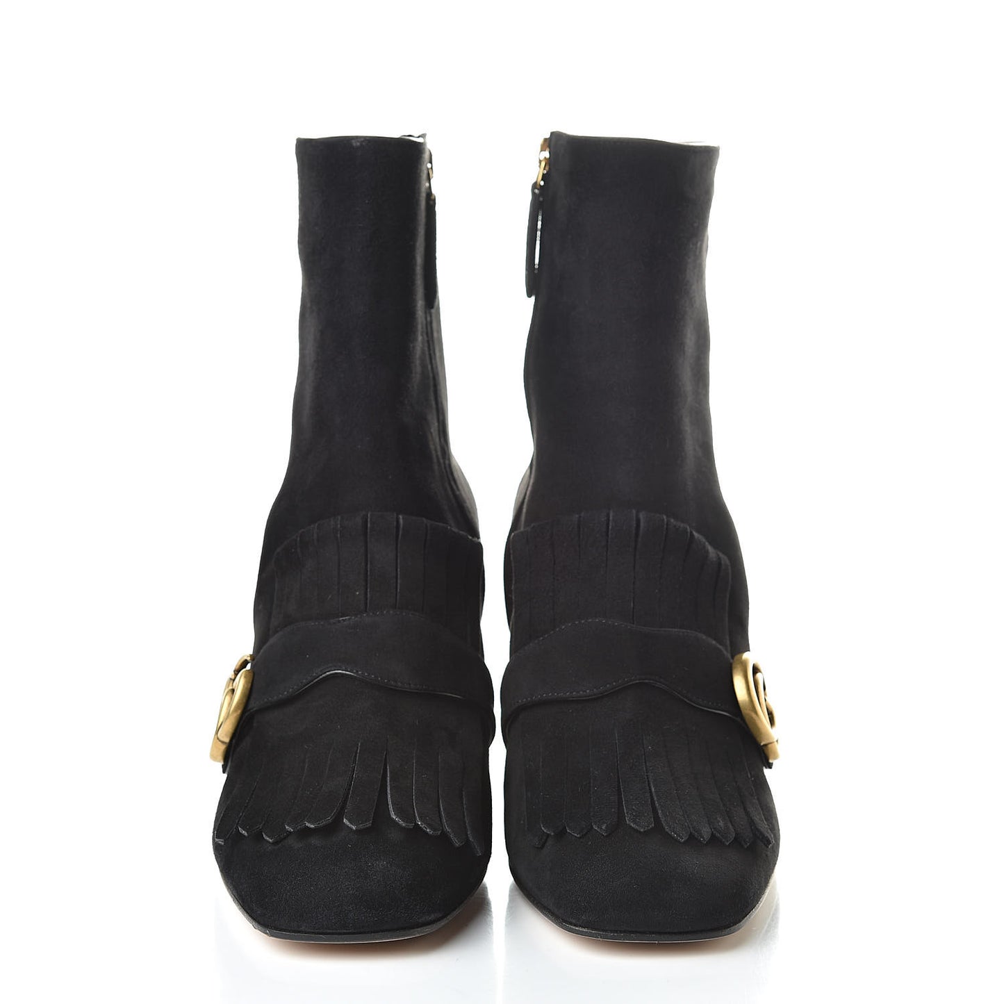 Kid Scamosciato GG Marmont Fringe 75mm Ankle Boots 41 Black