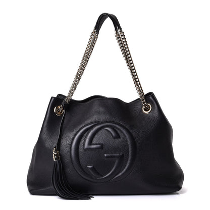 Gucci Pebbled Calfskin Medium Soho Chain Shoulder Bag Black 1 of 5
