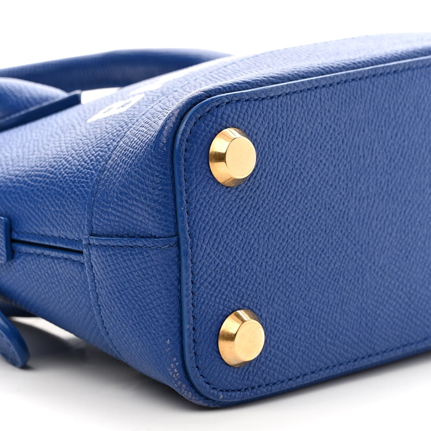 Balenciaga Signature Grained Calfskin Logo S Ville Top Handle Bag Bleu Roi White 10 of 12