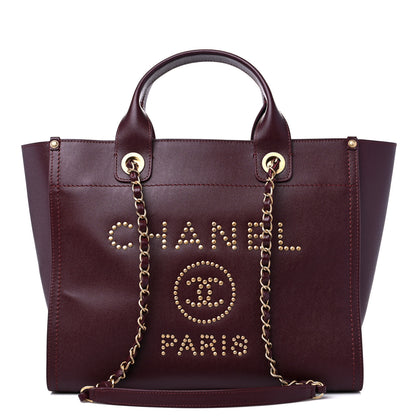 Chanel Caviar Small Studded Deauville Tote Burgundy 1 of 11