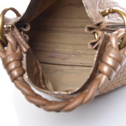 Bottega Veneta Metallic Goatskin Intrecciato Braided Zip Hobo Gold 5 of 22