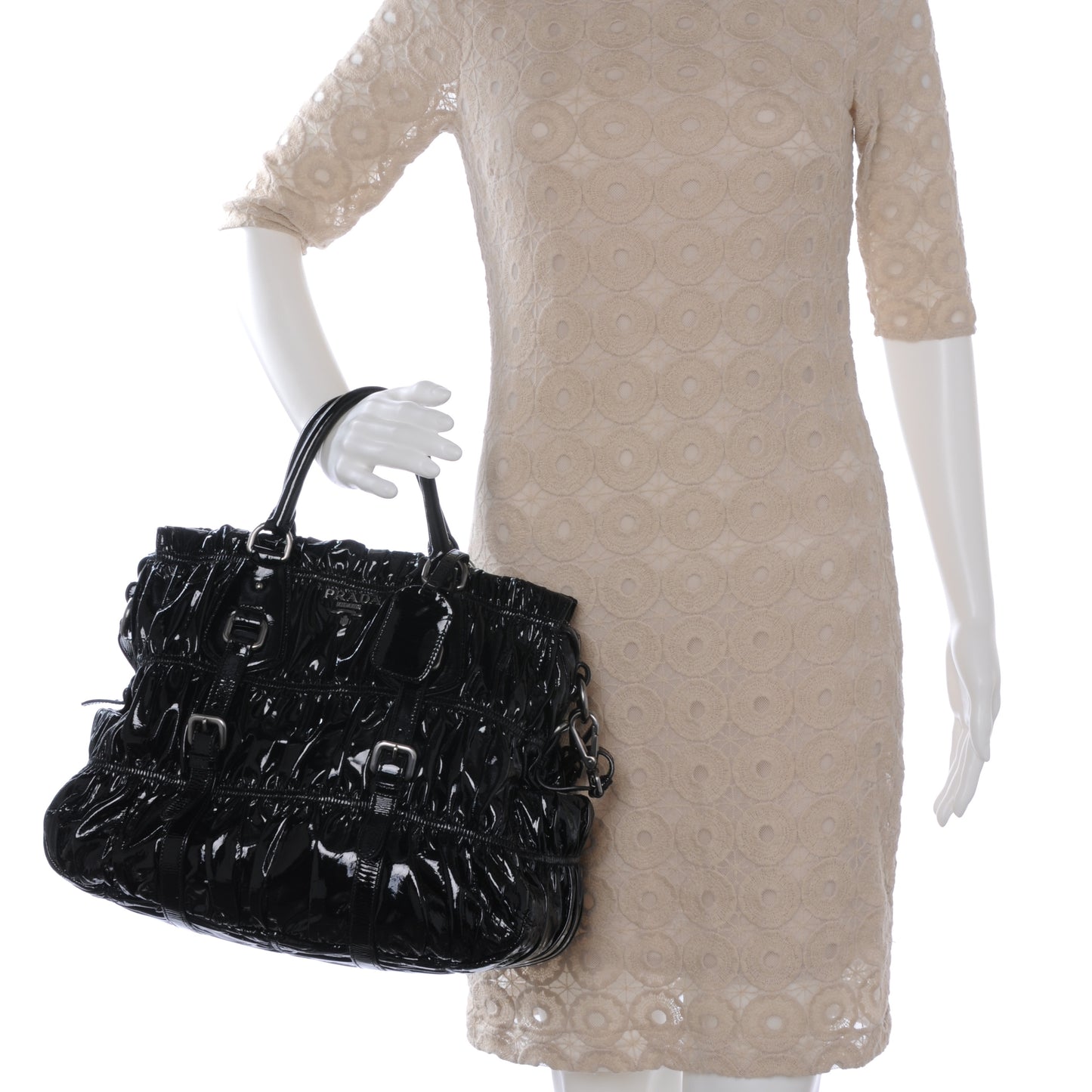 Vernice Gaufre Tote Black