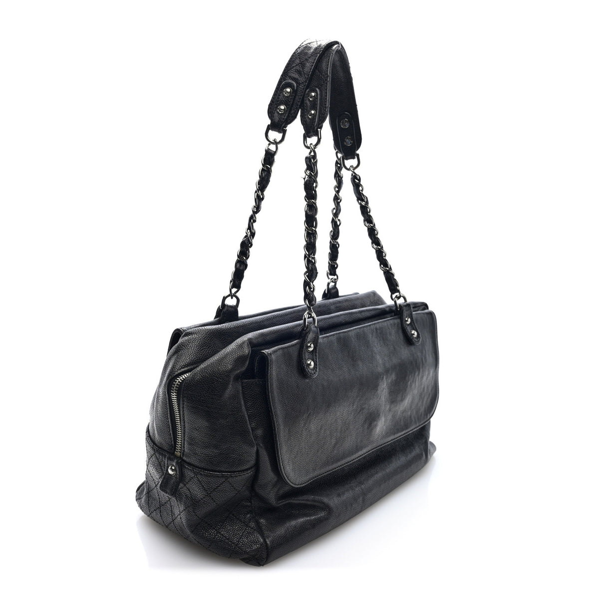 Chanel Glazed Caviar Pocket In The City Tote Brown 3 of 10