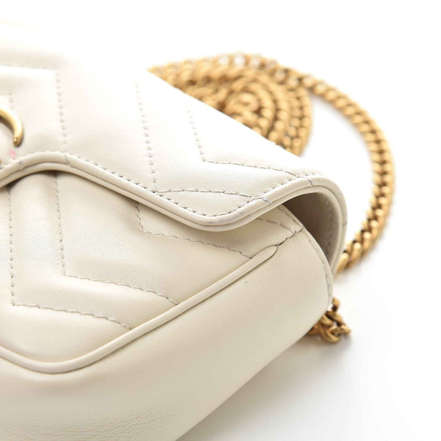 Gucci Calfskin Matelasse Super Mini GG Marmont Shoulder Bag White 15 of 16