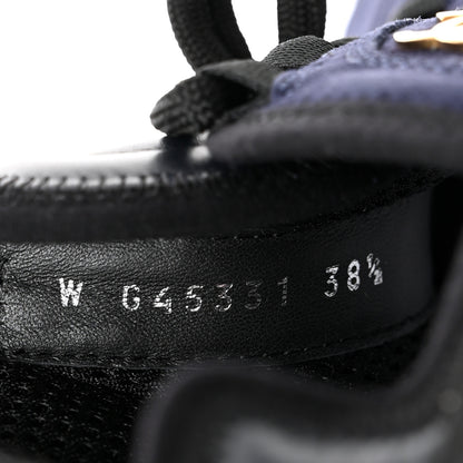 Chanel Suede Calfskin Nylon Grosgrain CC Sneakers 38.5 Navy Blue 7 of 9