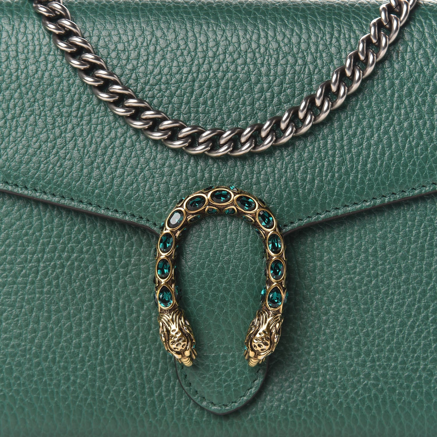 Gucci Calfskin Mini Dionysus Chain Wallet Emerald 7 of 8