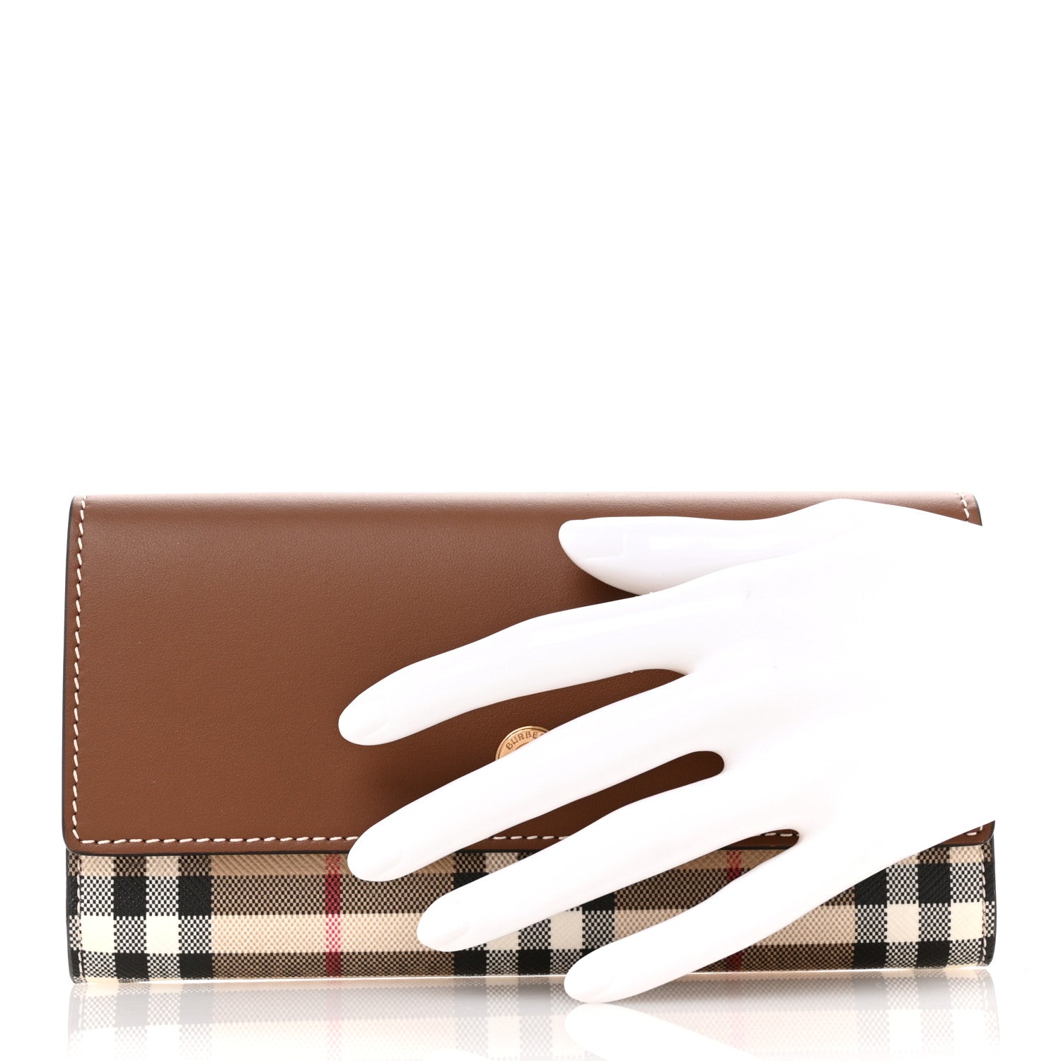 Burberry Vintage Check Grain Calfskin Halton Wallet Tan 2 of 7