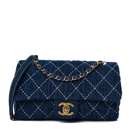 Chanel Denim Quilted Medium Denim Trip Single Flap Blue 1 of 9