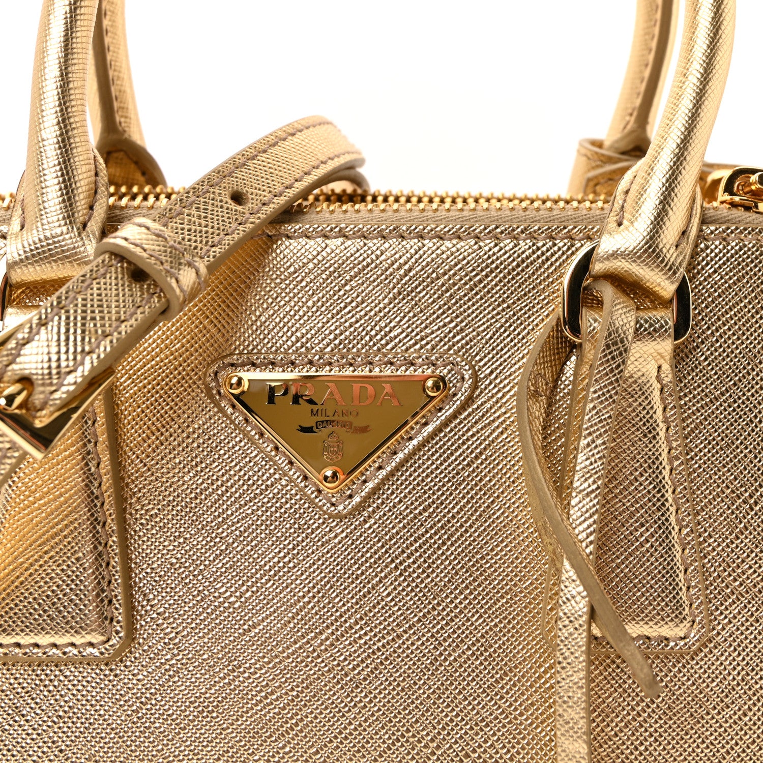 Prada Metallic Saffiano Lux Mini Galleria Double Zip Tote Platino 7 of 9