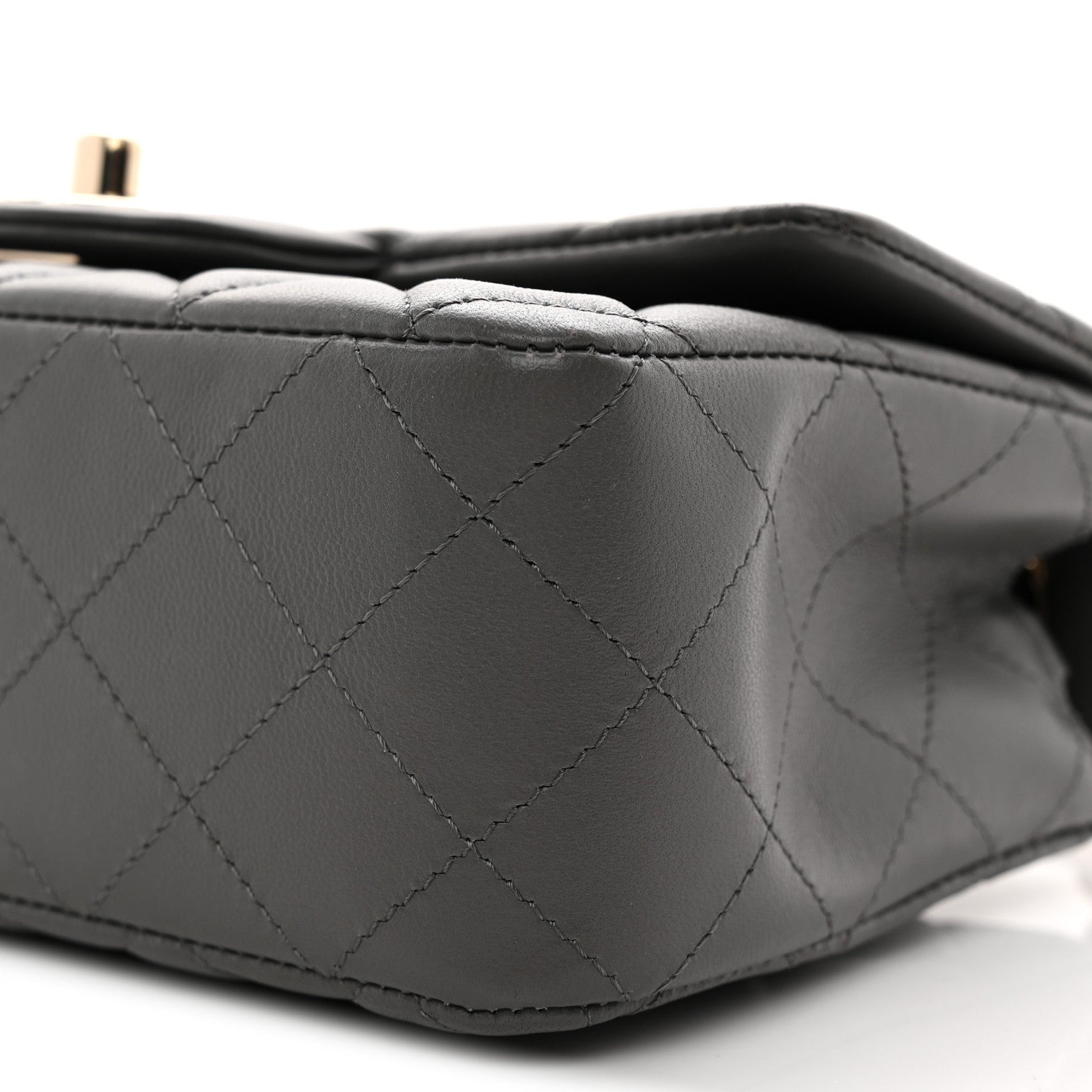Chanel Lambskin Quilted Mini Rectangular Flap Dark Grey 10 of 11