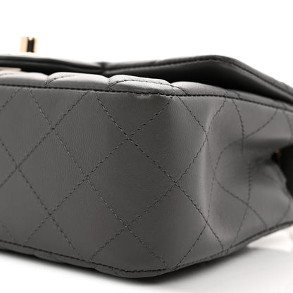 Chanel Lambskin Quilted Mini Rectangular Flap Dark Grey 10 of 11