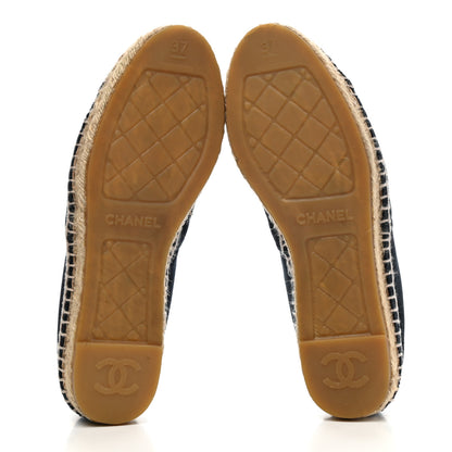 Chanel Velvet CC Espadrilles 37 Dark Navy Black 5 of 12