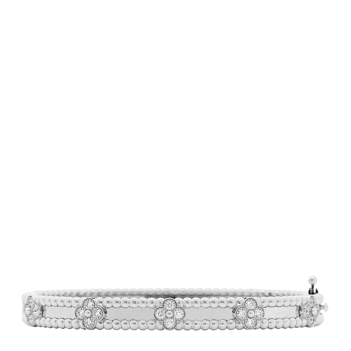 18K White Gold Diamond Perlee Sweet Clovers Bracelet XS