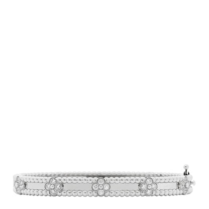 Van Cleef & Arpels 18K White Gold Diamond Perlee Sweet Clovers Bracelet XS 1 of 5