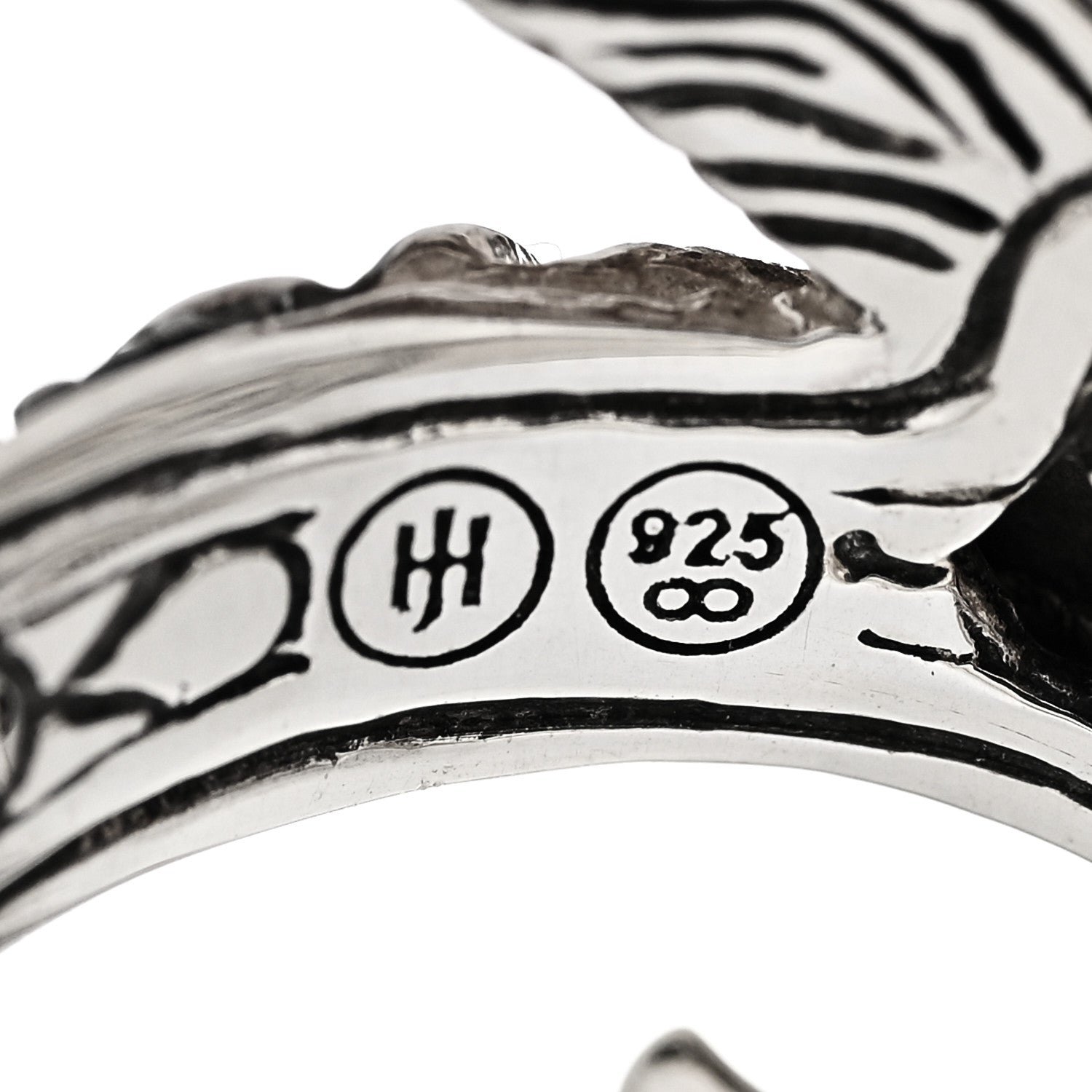 John Hardy Sterling Silver Black Sapphires Ruby Naga Dragon Head Ring 54 7 6 of 7