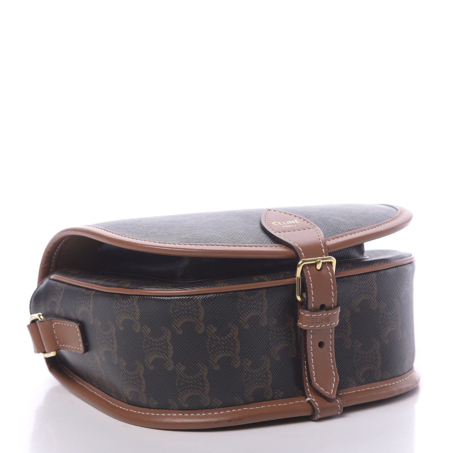 Celine Triomphe Canvas Medium Folco Bag Tan 4 of 10