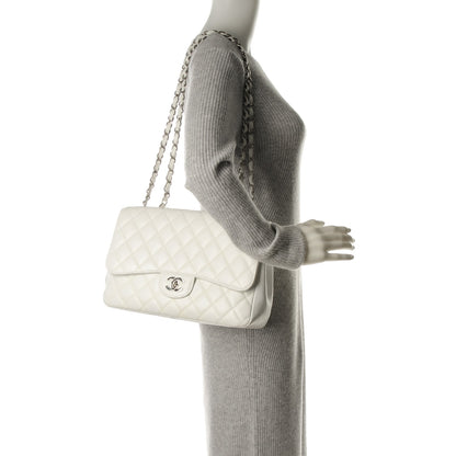 Chanel Caviar Quilted Jumbo Single Flap White 2 of 7