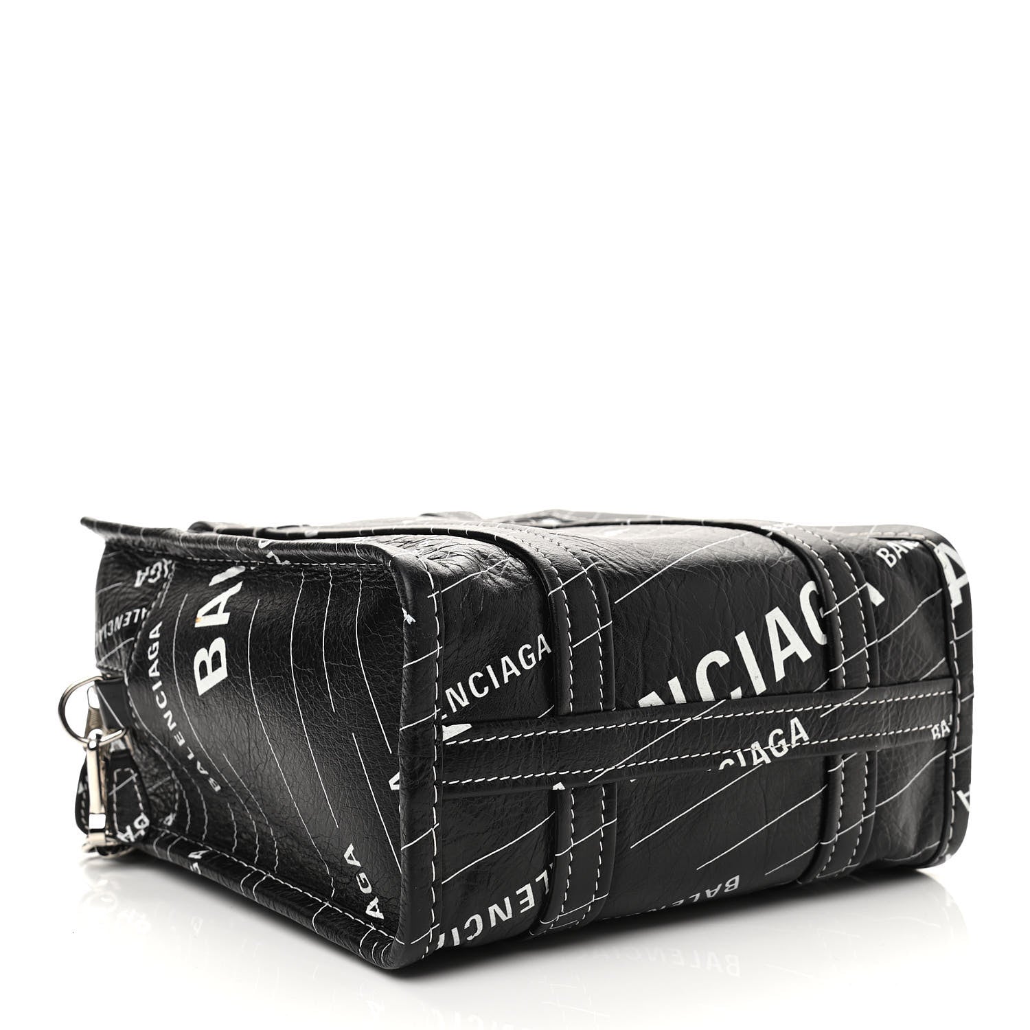 Balenciaga Agneau Arena Logo Multicolor Print XS Bazar Shopper Tote Black White 4 of 9