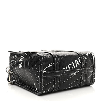 Balenciaga Agneau Arena Logo Multicolor Print XS Bazar Shopper Tote Black White 4 of 9