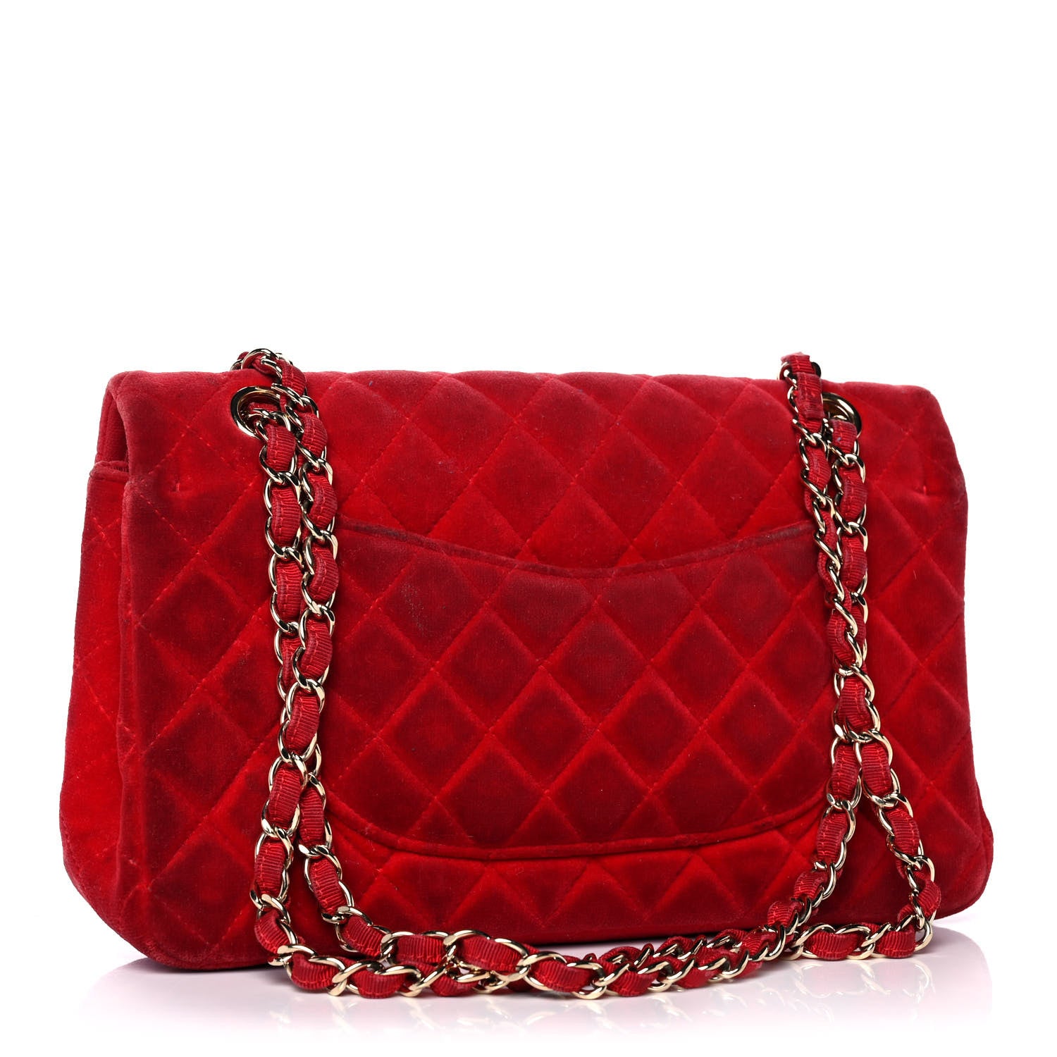 Chanel Velvet Quilted Medium Double Flap Red 3 of 19