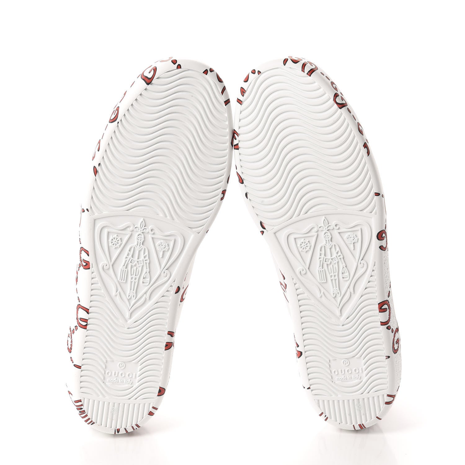 Gucci Calfskin GucciGhost Print Womens Ace Sneakers 38 White Hibiscus Red 8 of 10