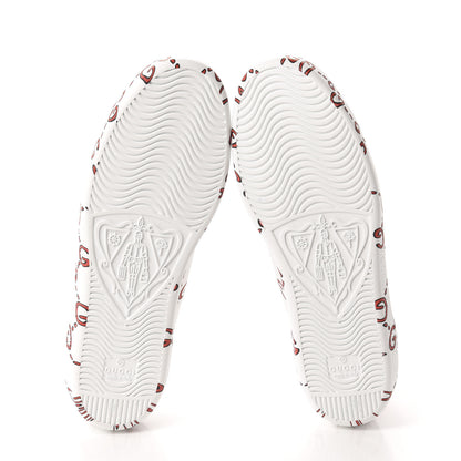 Gucci Calfskin GucciGhost Print Womens Ace Sneakers 38 White Hibiscus Red 8 of 10