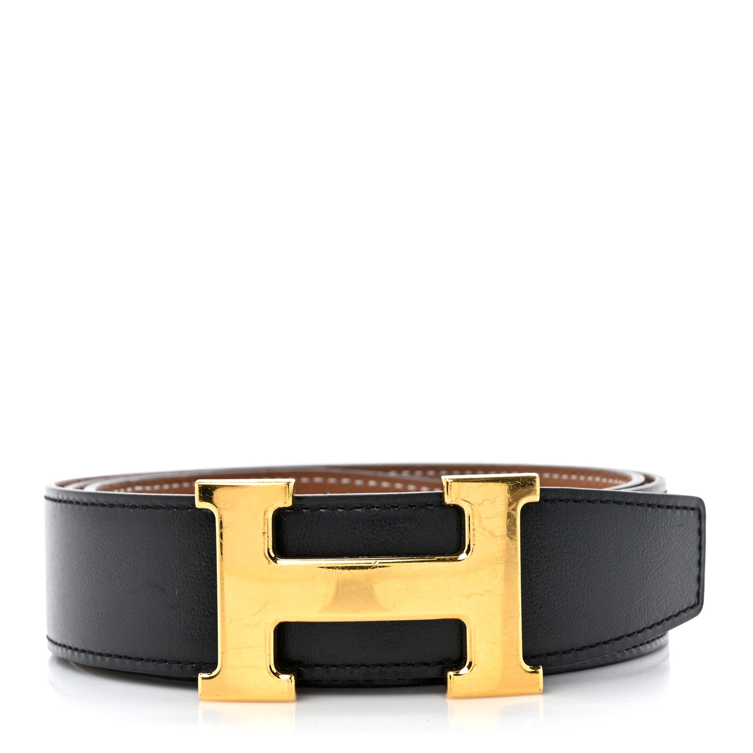 Hermes Box Togo 32mm H Belt 85 Black Gold 1 of 5