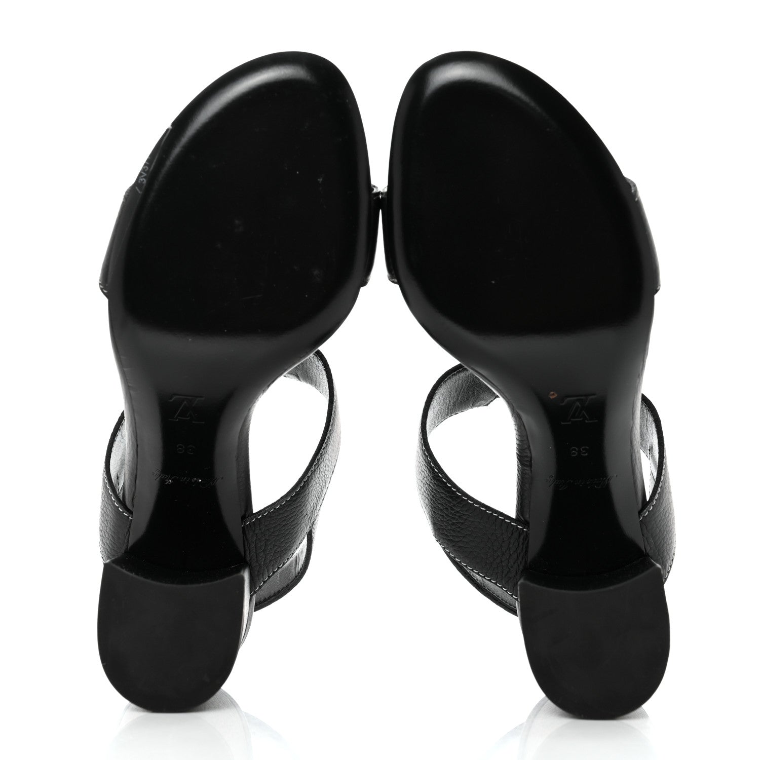 Louis Vuitton Grained Calfskin New Wave Sandals 38 Black 5 of 8