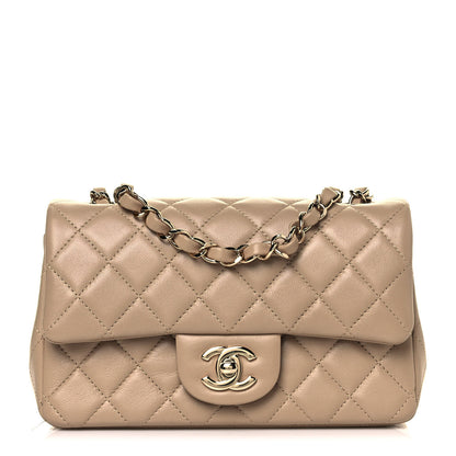 Chanel Lambskin Quilted Mini Rectangular Flap Dark Beige 1 of 11