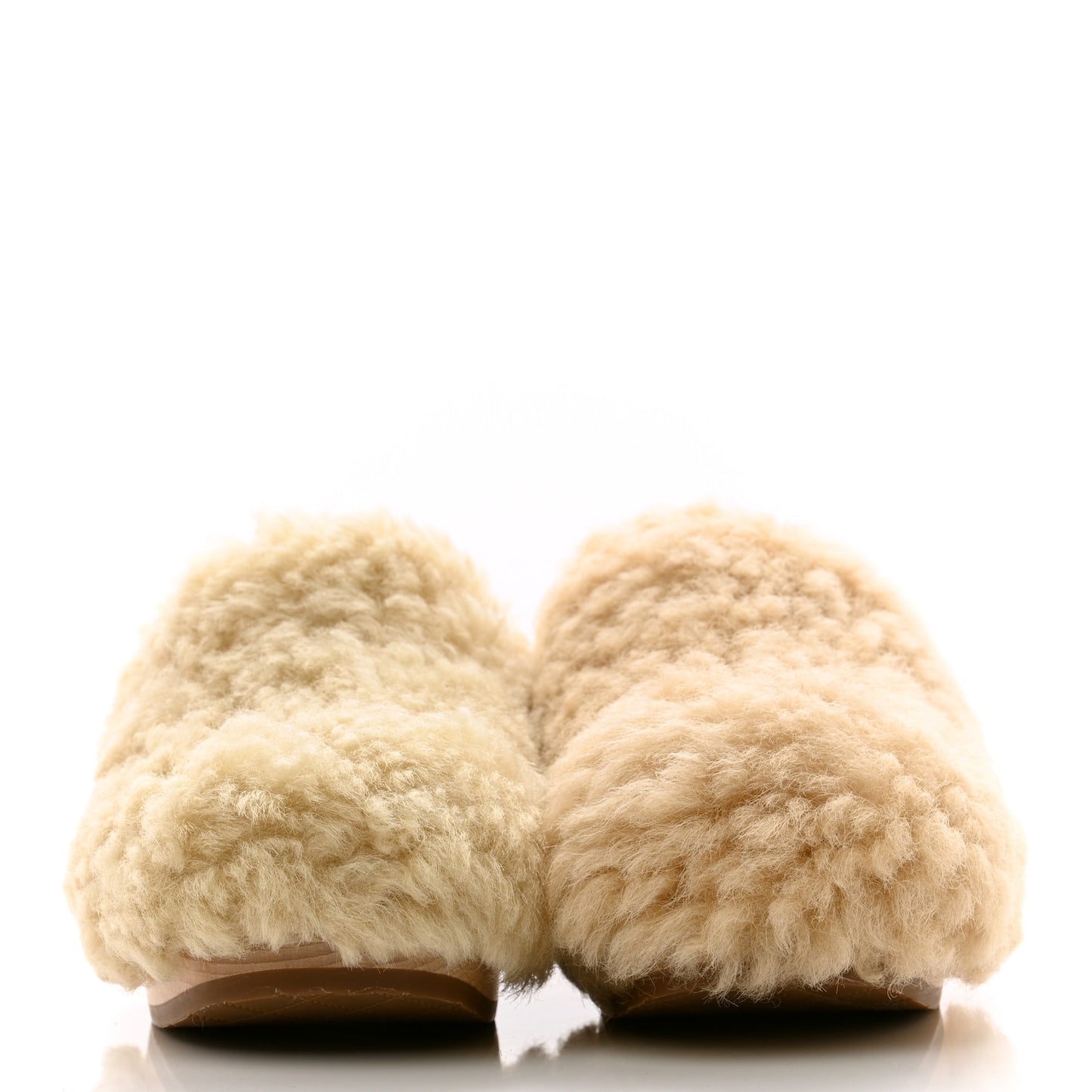 Shearling Lambskin Clogs 36 Beige